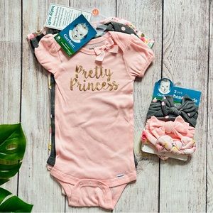 Gerber Pretty Princess Onesie Set & Headband Bundle - Size 12M NEW